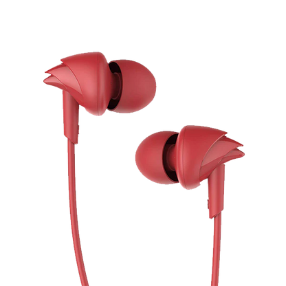 boAt BassHeads 100 Wired Earphone with 10mm Dynamic Drivers, Super Extra Bass, Hawk-Inspired Design (Red, Wired Earphone)