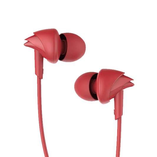 boAt BassHeads 100 Wired Earphone with 10mm Dynamic Drivers, Super Extra Bass, Hawk-Inspired Design (Red, Wired Earphone)