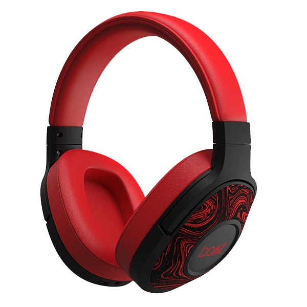 boAt Rockerz 550 Wireless Headphones with 20 Hours Playback, 50MM Drivers, Padded Ear Cushions | Over the ear (Red)