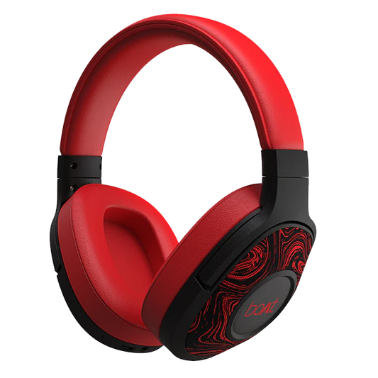 boAt Rockerz 550 Wireless Headphones with 20 Hours Playback, 50MM Drivers, Padded Ear Cushions | Over the ear (Red)