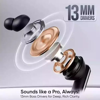 Mivi DuoPods i3 with TWS, 13mm Drivers, 45hrs of Playback, AI ENC Tech, IPX 4.0 | True Wireless (Black, Earbuds)