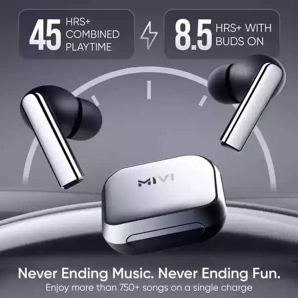 Mivi DuoPods i3 with TWS, 13mm Drivers, 45hrs of Playback, AI ENC Tech, IPX 4.0 | True Wireless (Black, Earbuds)