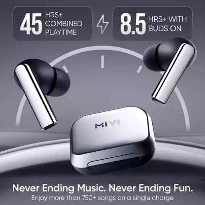 Mivi DuoPods i3 with TWS, 13mm Drivers, 45hrs of Playback, AI ENC Tech, IPX 4.0 | True Wireless (Black, Earbuds)