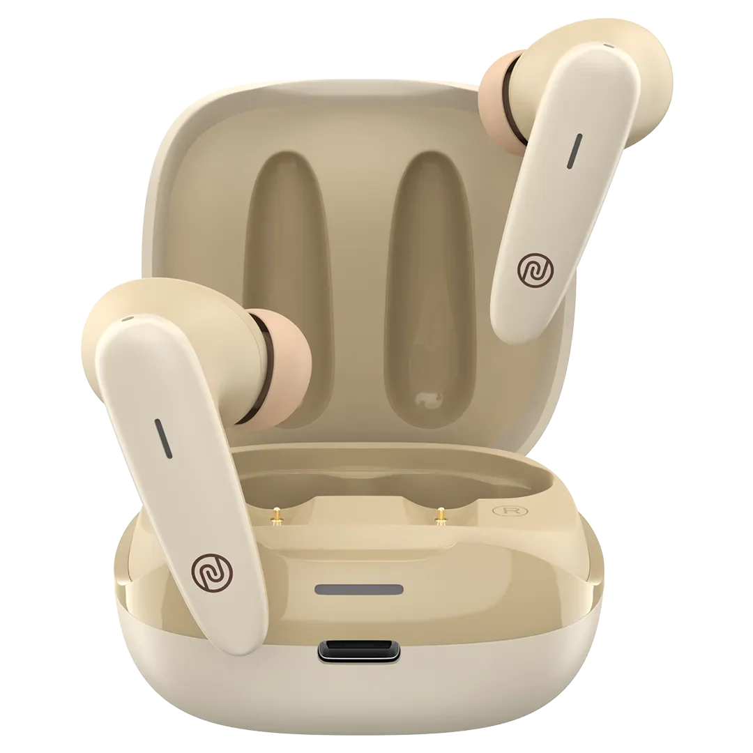 Noise Buds VS401 with 50 Hrs Playtime, Quad Mic with ENC, & Low Latency (up to 50ms) Bluetooth, True Wireless (Calm Beige, Earbuds)