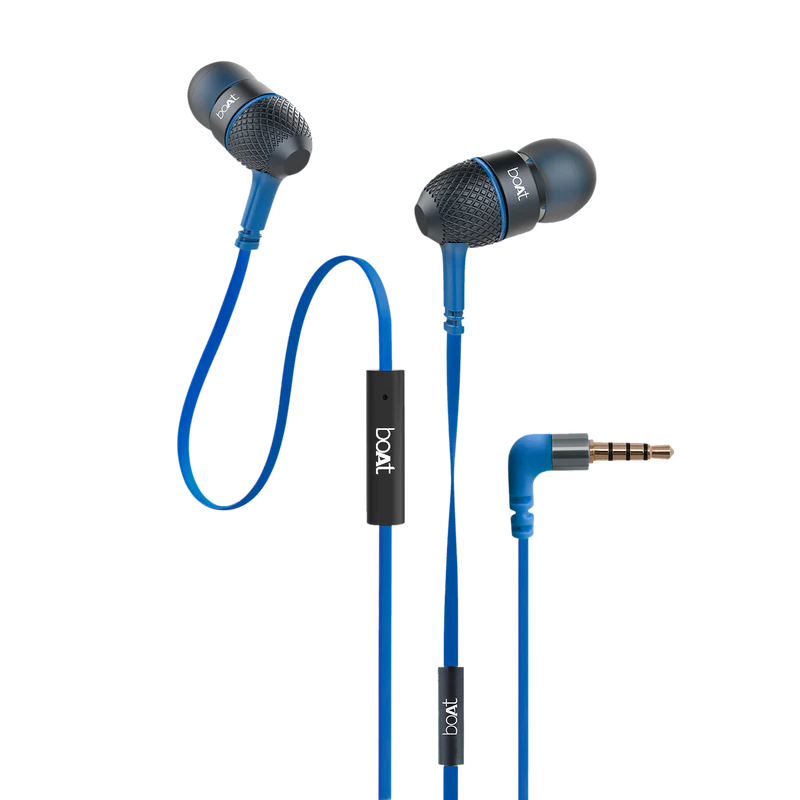 boAt BassHeads 220 Wired earphone with Noise Cancellation, Super Extra Bass Features (Royal Blue)