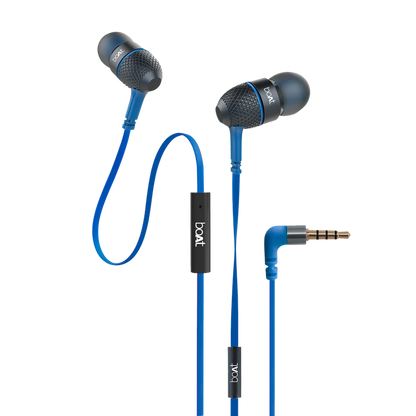 boAt BassHeads 220 Wired earphone with Noise Cancellation, Super Extra Bass Features (Royal Blue)