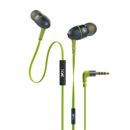 boAt BassHeads 220 Wired earphone with Noise Cancellation, Super Extra Bass Features (Neon Lime)