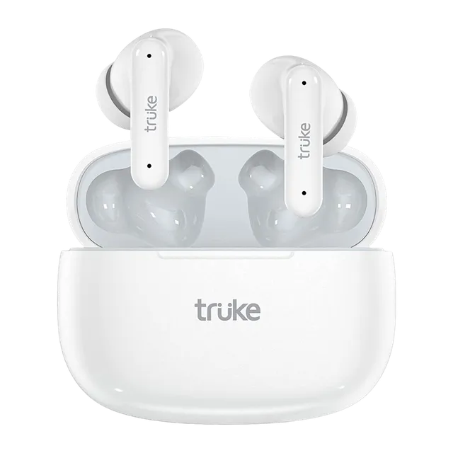 truke Air Buds with Ai Powered Noise Cancellation, Upto 48hrs of Playback, 55Ms Low Latency | True wireless (White, Earbuds)