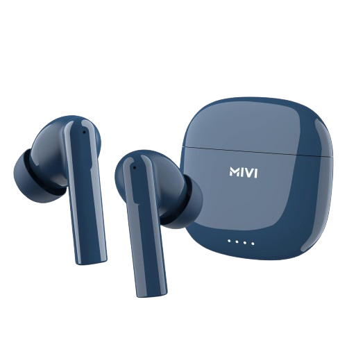 Mivi DuoPods A550 with Quad-Mic ENC Tech, 13mm Drivers, 50hrs of Playback, Elegant Metallic Design | True Wireless (Blue, Earbuds)