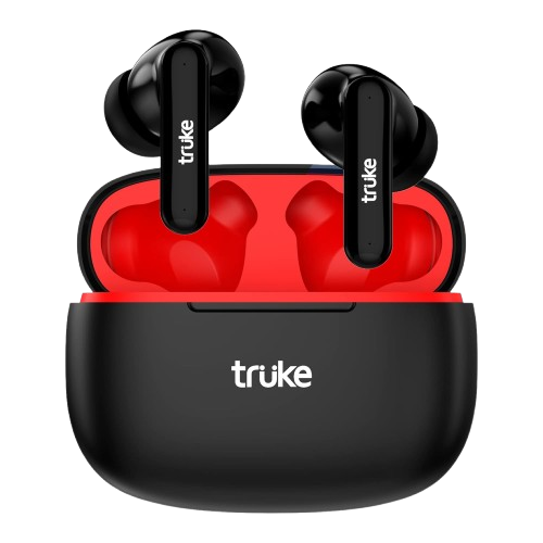 truke Air Buds with Ai Powered Noise Cancellation, Upto 48hrs of Playback, 55Ms Low Latency | True wireless (Black, Earbuds)