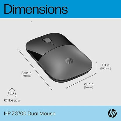 HP Z3700 Dual Silver Mouse/2.4 GHz Wireless connection/3 Buttons/Silent clicks/ Multi-Device/Cross Operating Systems