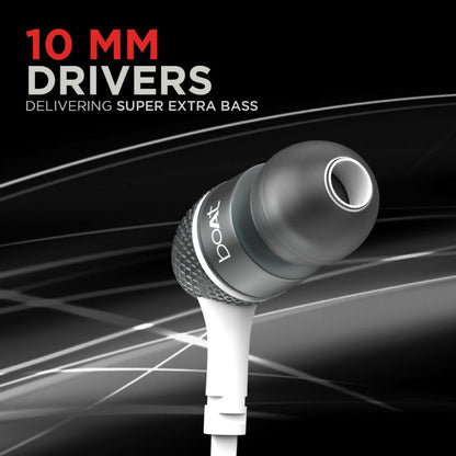 boAt BassHeads 220 Wired earphone with Noise Cancellation, Super Extra Bass Features (Frosty White)