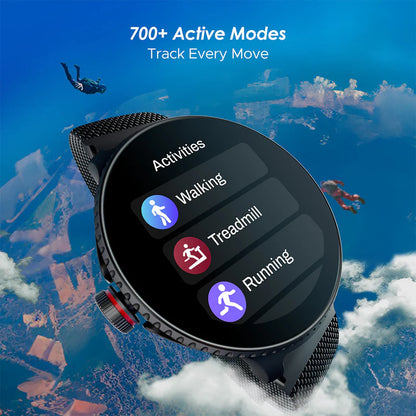 boAt Lunar Discovery with 1.39" (3.5 cm) HD Display, Turn-by-Turn Navigation, DIY Watch Face Studio, Bluetooth Calling Feature, Emergency SOS & QR Code Hub | Smart Watch for Men & Women (Black Metal)