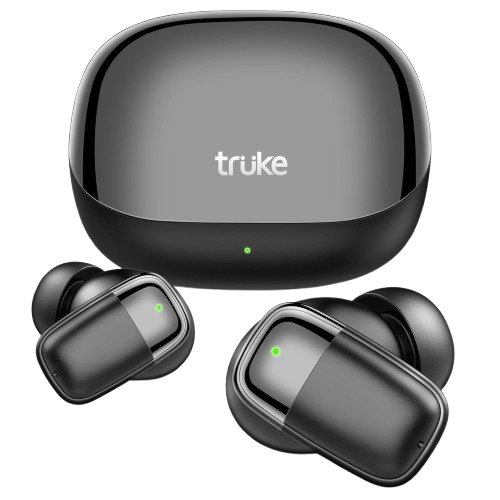 truke Buds Clarity 2 v2 With 6 Mic ENC, 68hrs Playback, 35ms Ultra Low Latency, 13mm Drivers, 3 EQ Modes, Fast Charging | True Wireless (Metal Black, Earbuds)