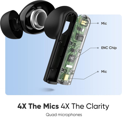 Mivi DuoPods A550 with Quad-Mic ENC Tech, 13mm Drivers, 50hrs of Playback, Elegant Metallic Design | True Wireless (green, Earbuds)