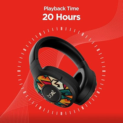 boAt Rockerz 550 Wireless Headphones with 20 Hours Playback, 50MM Drivers, Padded Ear Cushions | Over the ear (Black Symphony)