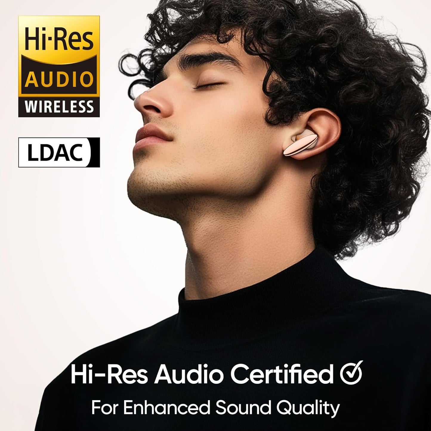 Mivi SuperPods Opera ANC [Flagship Edition] with Hi-res Audio Wireless LDAC, ANC Tech with 3D Soundstage, Spatial Audio Tech, 60H Playback | True Wireless (Popular Peach, Earbuds)