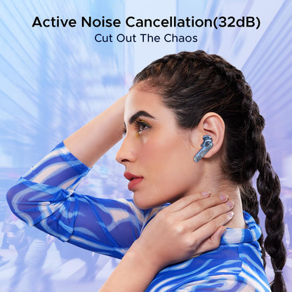 boAt Airdopes 191 ANC with Upto 60hrs Playtime, 32dB Active Noise Cancellation, 13mm Drivers, Quad Mics with ENx Tech, In-Ear Detection System | True Wireless (Pellucid Blue, Earbuds)