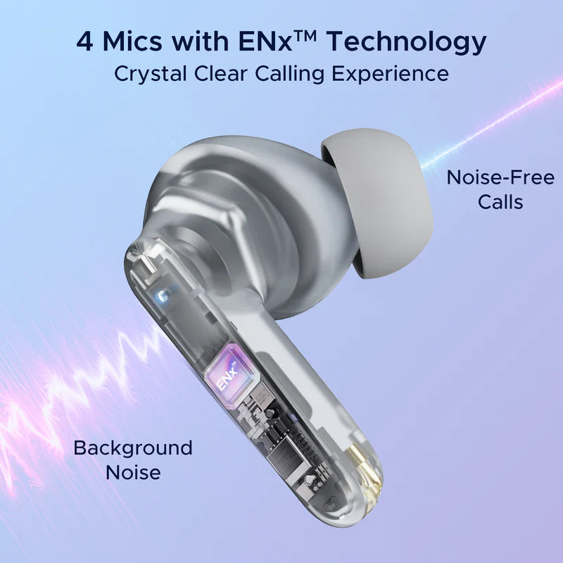 boAt Airdopes 191 ANC with Upto 60hrs Playtime, 32dB Active Noise Cancellation, 13mm Drivers, Quad Mics with ENx Tech, In-Ear Detection System | True Wireless (Pellucid White, Earbuds)