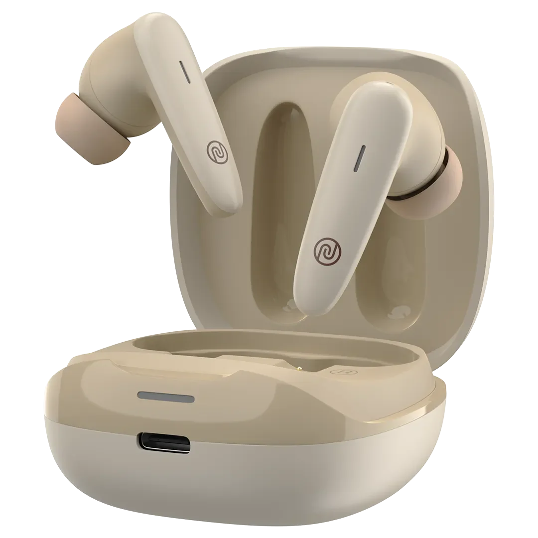 Noise Buds VS401 with 50 Hrs Playtime, Quad Mic with ENC, & Low Latency (up to 50ms) Bluetooth, True Wireless (Calm Beige, Earbuds)