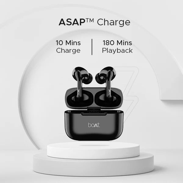 boAt Airdopes 161 with ASAP Charge, IWP Technology, 40 hrs Playback | True Wireless (Pebble Black, Earbuds)