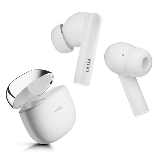 Mivi DuoPods i4 with Quad-mic ENC Tech, 13mm Drivers, 50hrs of Playback, IPX 4.0 | True Wireless (White, Earbuds)