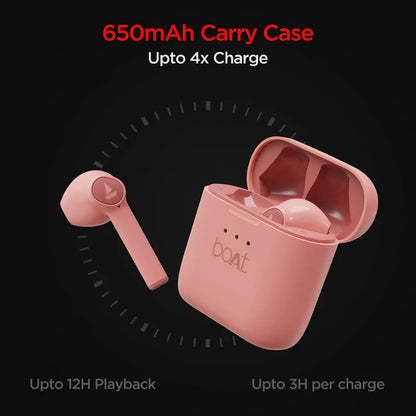 boAt Airdopes 131 with ASAP Charge, Upto 60 hrs Playback | Earbuds (Light Pink, True Wireless)