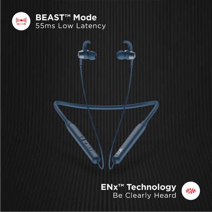 boAt Rockerz 260 with Beast Mode with 55ms Low Latency, ENx Tech, ASAP Charge | True Wireless (Cool Blue, Neckband)