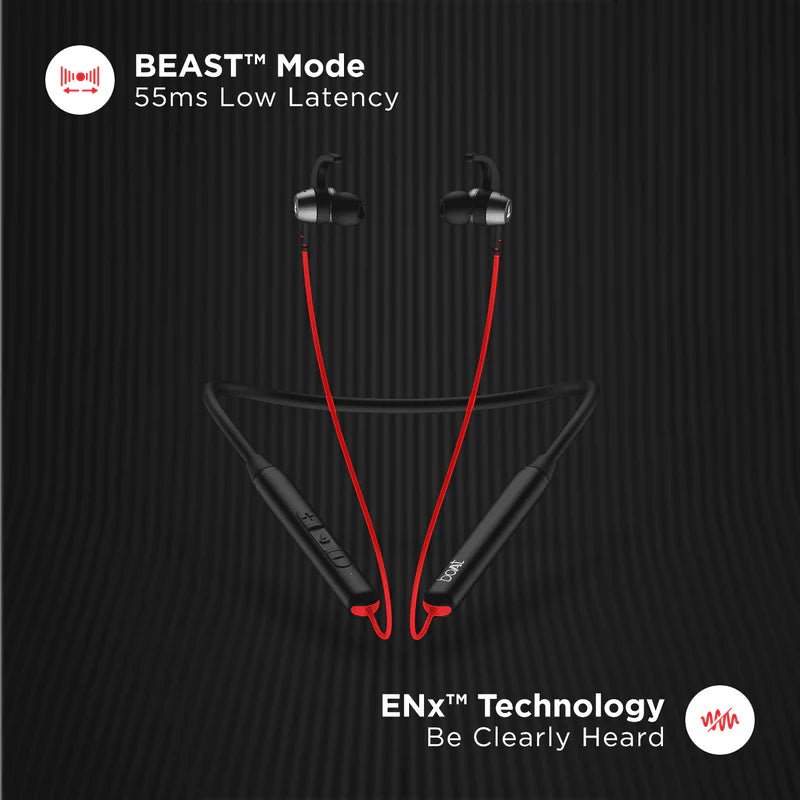 boAt Rockerz 260 with Beast Mode with 55ms Low Latency, ENx Tech, ASAP Charge | True Wireless (Fusion Black, Neckband)