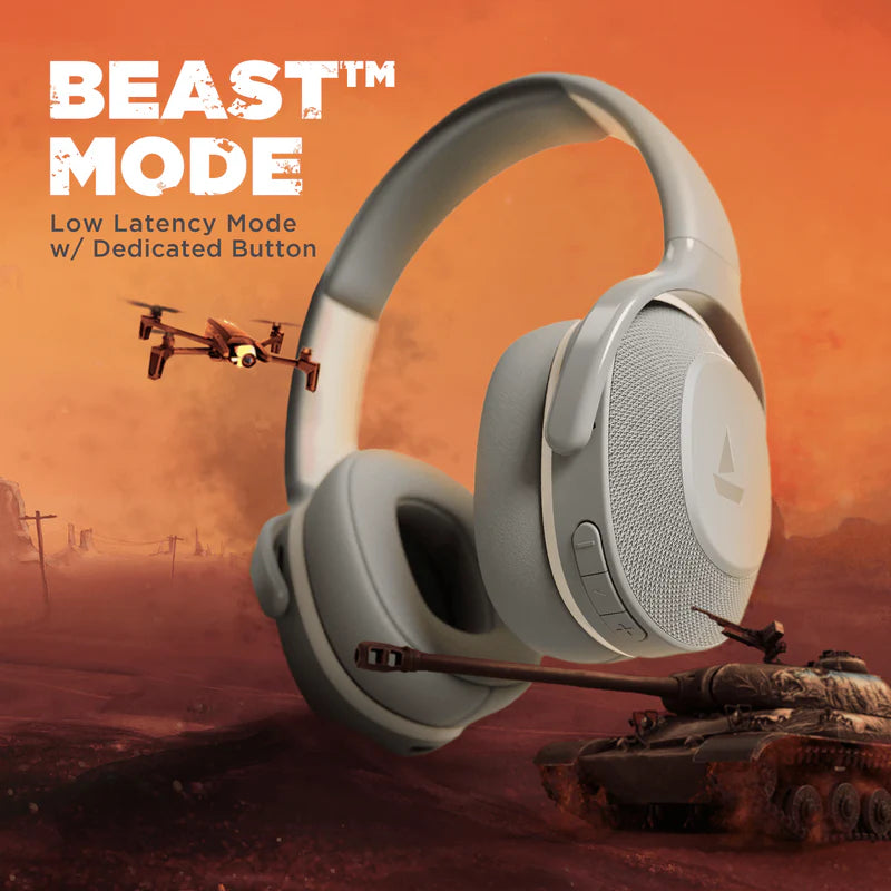 boAt Rockerz 425 Wireless Headphones with Beast Mode, ENx Tech, ASAP Charge, 25hrs Playtime, Bluetooth V5.2 (Ash Grey)