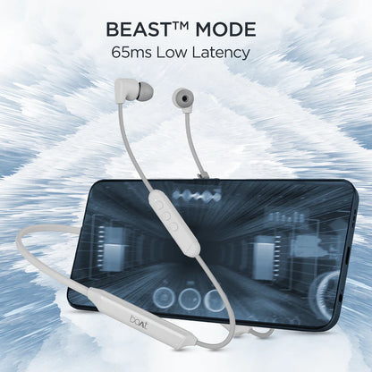 boAt Rockerz Trinity with 150 hrs Playback, Crystal Bionic Sound Powered by HiFi, Beast Mode with 65ms Low Latency, ENx Tech, ASAP Charge, Dual Pairing | Wireless Earphones (Kutch White, Neckband)