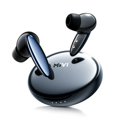 Mivi SuperPods Opera ANC [Flagship Edition] with Hi-res Audio Wireless LDAC, ANC Tech with 3D Soundstage, Spatial Audio Tech, 60H Playback | True Wireless (Iconic Black, Earbuds)