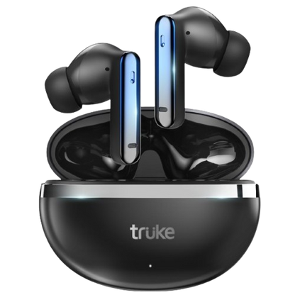 truke Buds Q1 Lite with Quad-Mic ENC, 48hrs Playback, Gaming Mode, Royal Design Case, Deep Bass | True Wireless (Metal Black, Earbuds)