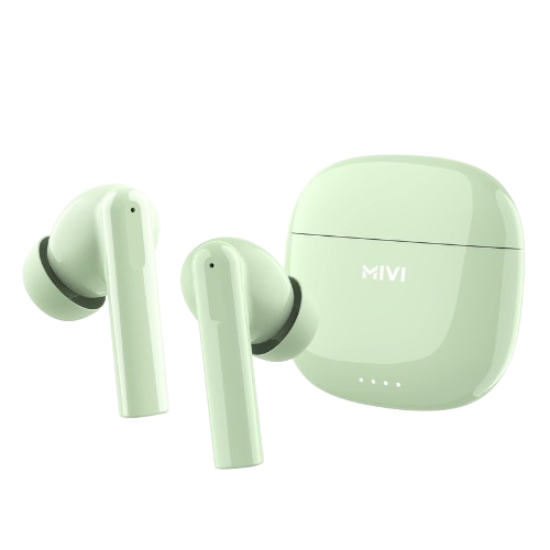 Mivi DuoPods A550 with Quad-Mic ENC Tech, 13mm Drivers, 50hrs of Playback, Elegant Metallic Design | True Wireless (green, Earbuds)