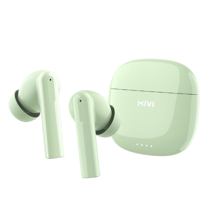 Mivi DuoPods A550 with Quad-Mic ENC Tech, 13mm Drivers, 50hrs of Playback, Elegant Metallic Design | True Wireless (green, Earbuds)