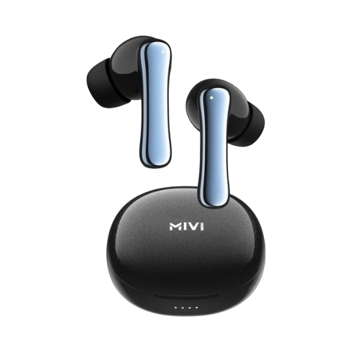 Mivi DuoPods K7 with AI ENC Tech,50hrs Playback, 50ms Low Latency Gaming, Rich Bass | True Wireless (Jazzy Black, Earbuds)