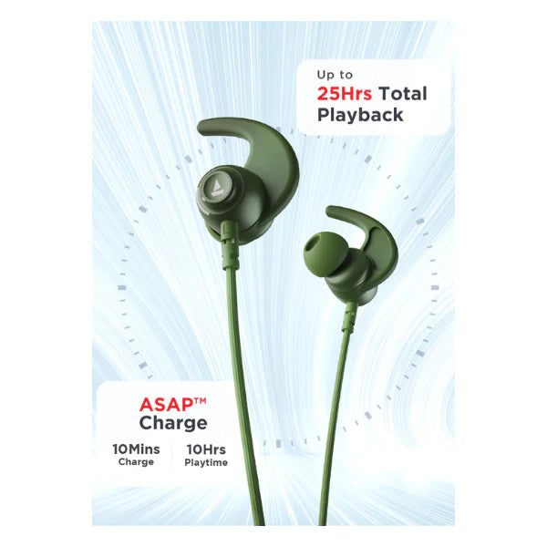 boAt Rockerz 260 with Beast Mode with 55ms Low Latency, ENx Tech, ASAP Charge | True Wireless (Forest Green, Neckband)