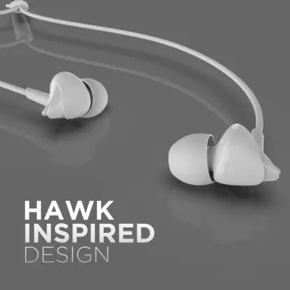 boAt BassHeads 100 Wired Earphone with 10mm Dynamic Drivers, Super Extra Bass, Hawk-Inspired Design (White, Wired Earphone)