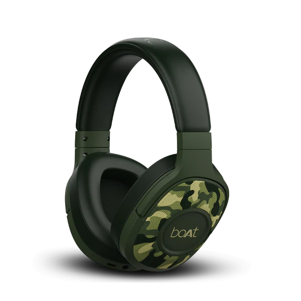 boAt Rockerz 550 Wireless Headphones with 20 Hours Playback, 50MM Drivers, Padded Ear Cushions | Over the ear (Army Green)