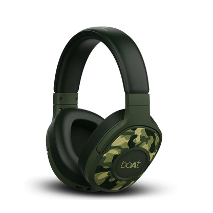 boAt Rockerz 550 Wireless Headphones with 20 Hours Playback, 50MM Drivers, Padded Ear Cushions | Over the ear (Army Green)