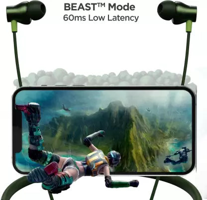 boAt Rockerz 255 Arc with ASAP Charge, ENx Tech, Upto 30 Hours Playback, Beast Mode with 60ms Low Latency | Wireless Earphone (Fern Green, Neckband)